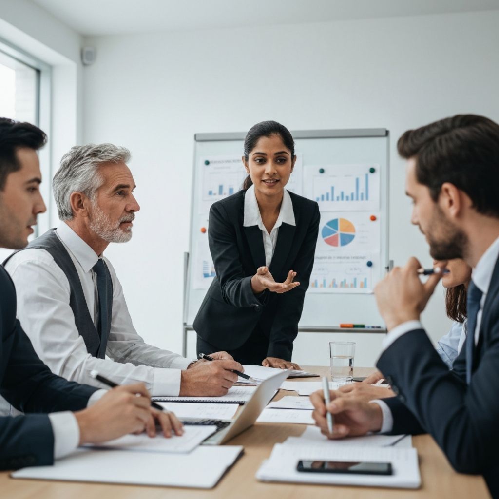 Equipo trabajando en estrategia empresarial